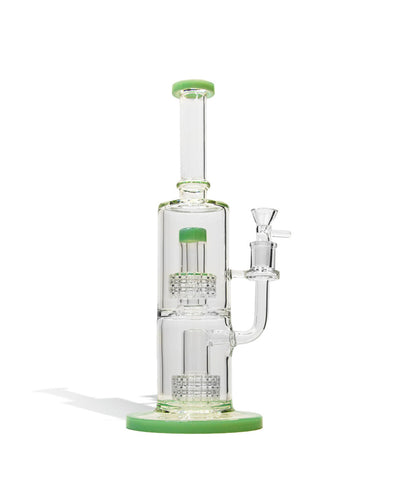 12 Inch Dual Perc Water Pipe with Color Matched Mouthpiece and Base