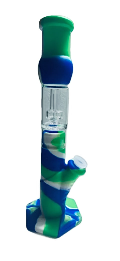 13″ Silicone Smoking bong with Glass Domed Matrix Showerhead Perc