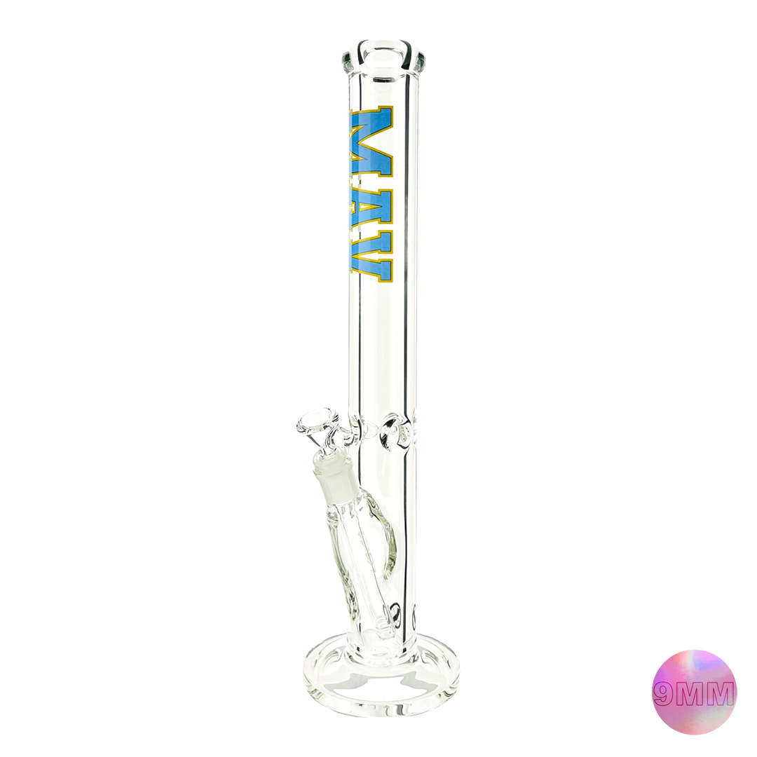 18" Classic 9mm straight Bong special VARSITY blue edition