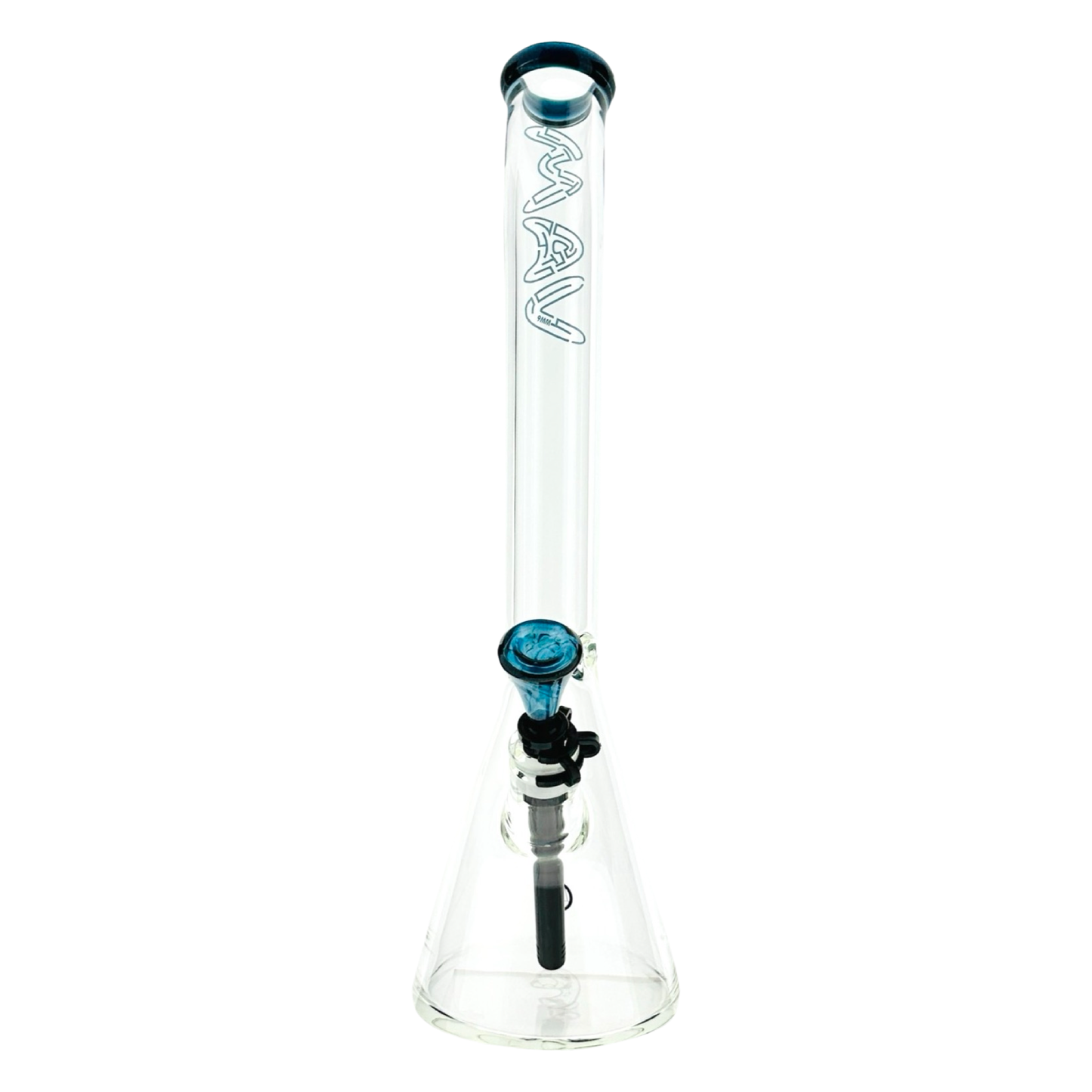 18" x 9MM  Bent Neck Beaker Bong MAV Maze Accented