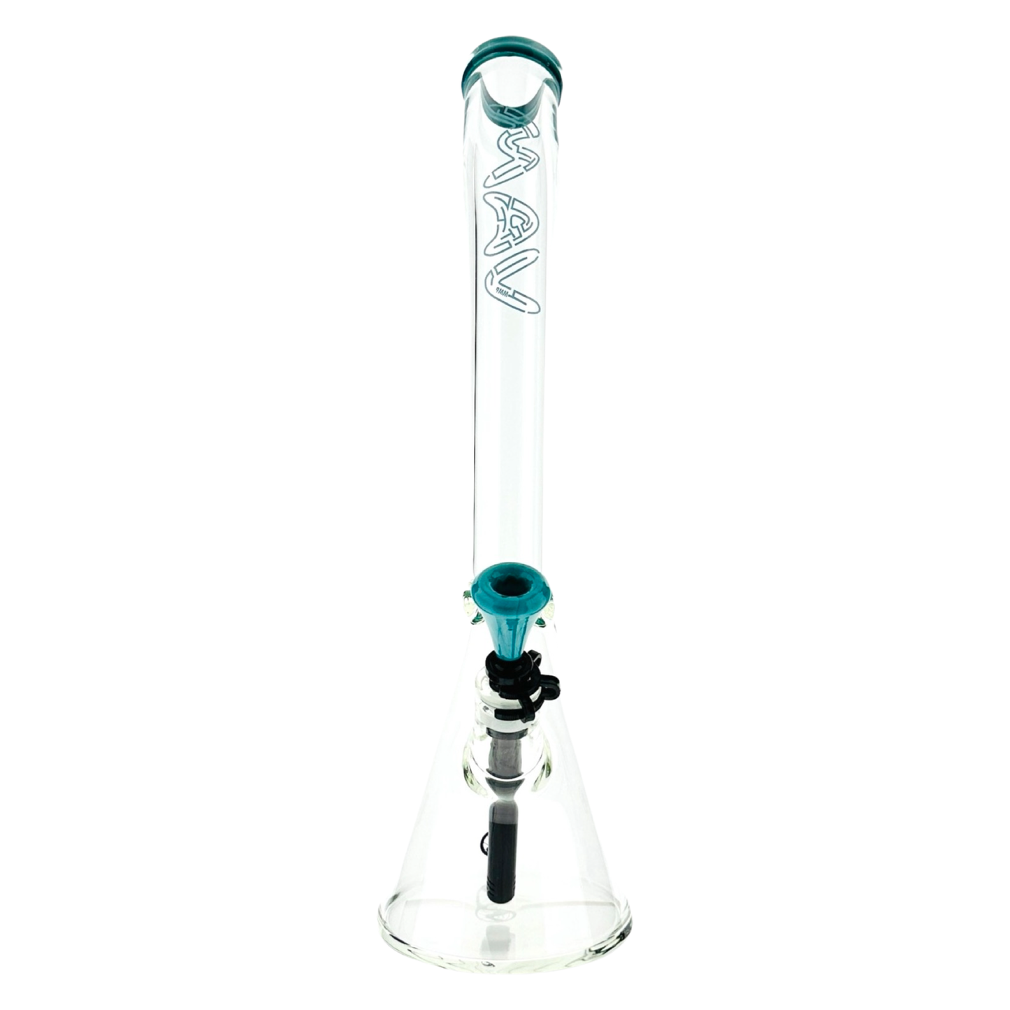 18" x 9MM  Bent Neck Beaker Bong MAV Maze Accented