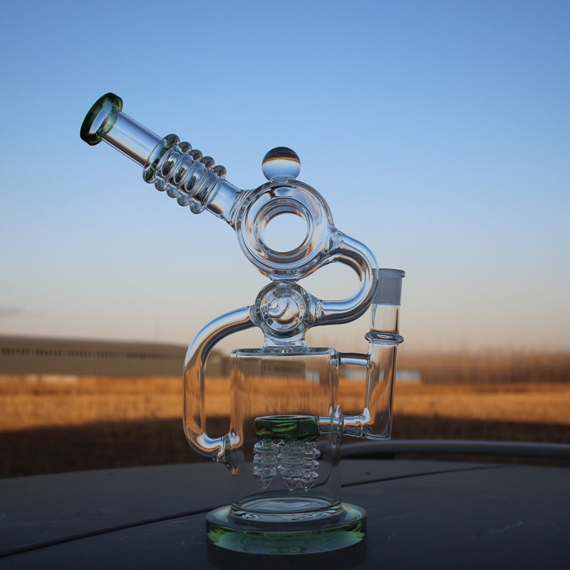 Approx. 11.5" Recycler Style Water Pipe w/ Dual Percs