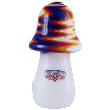 Crush Headdy Topper Colorful Mushroom Hand Pipe w/ Dragon Badge