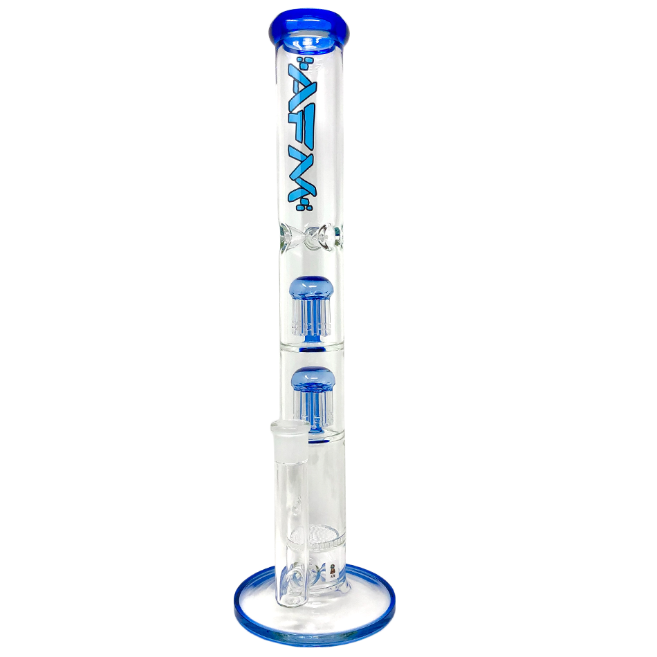 18" AFM Ripper Double Arm Perc Glass Straight Tube Bong