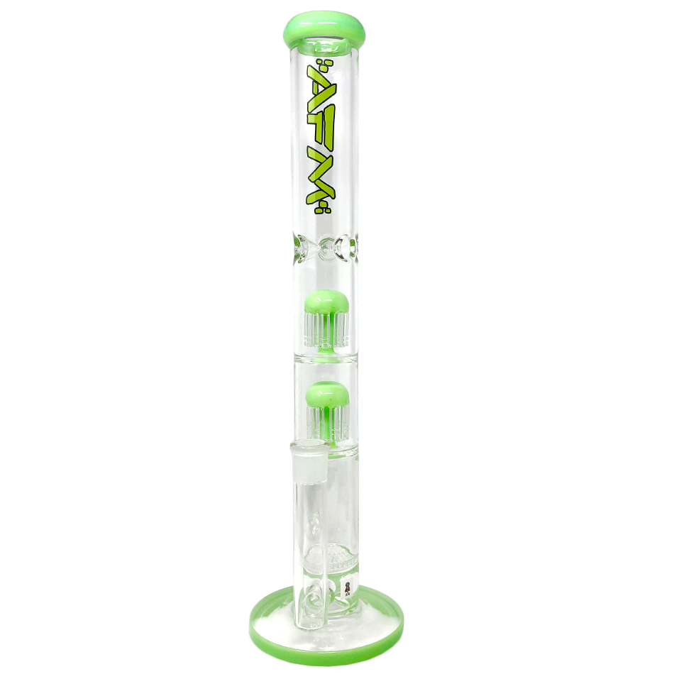 18" AFM Ripper Double Arm Perc Glass Straight Tube Bong