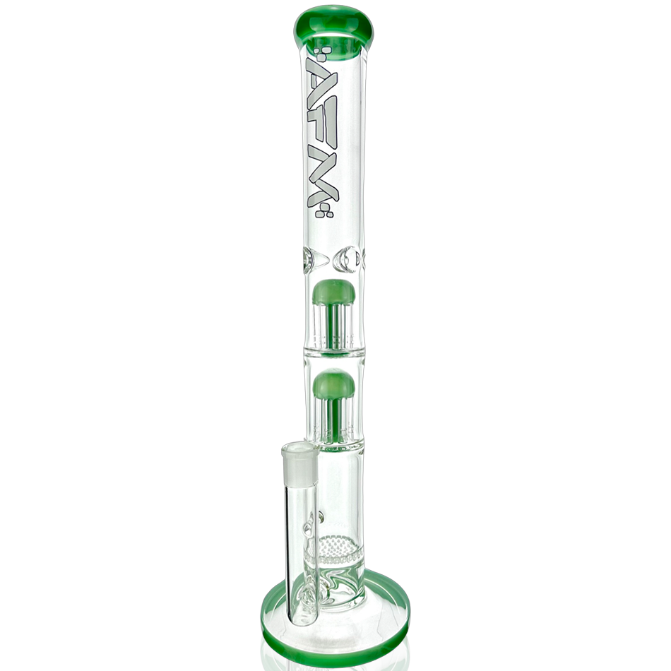 18" AFM Ripper Double Arm Perc Glass Straight Tube Bong