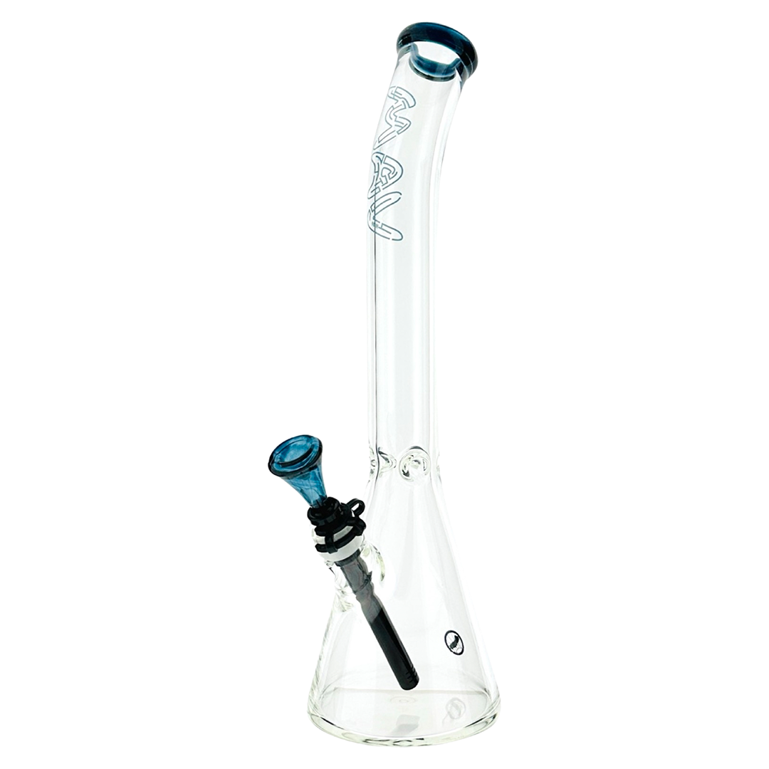 18" x 9MM  Bent Neck Beaker Bong MAV Maze Accented