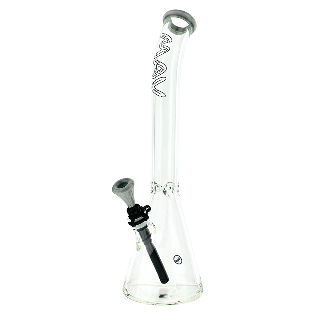 18" x 9MM  Bent Neck Beaker Bong MAV Maze Accented