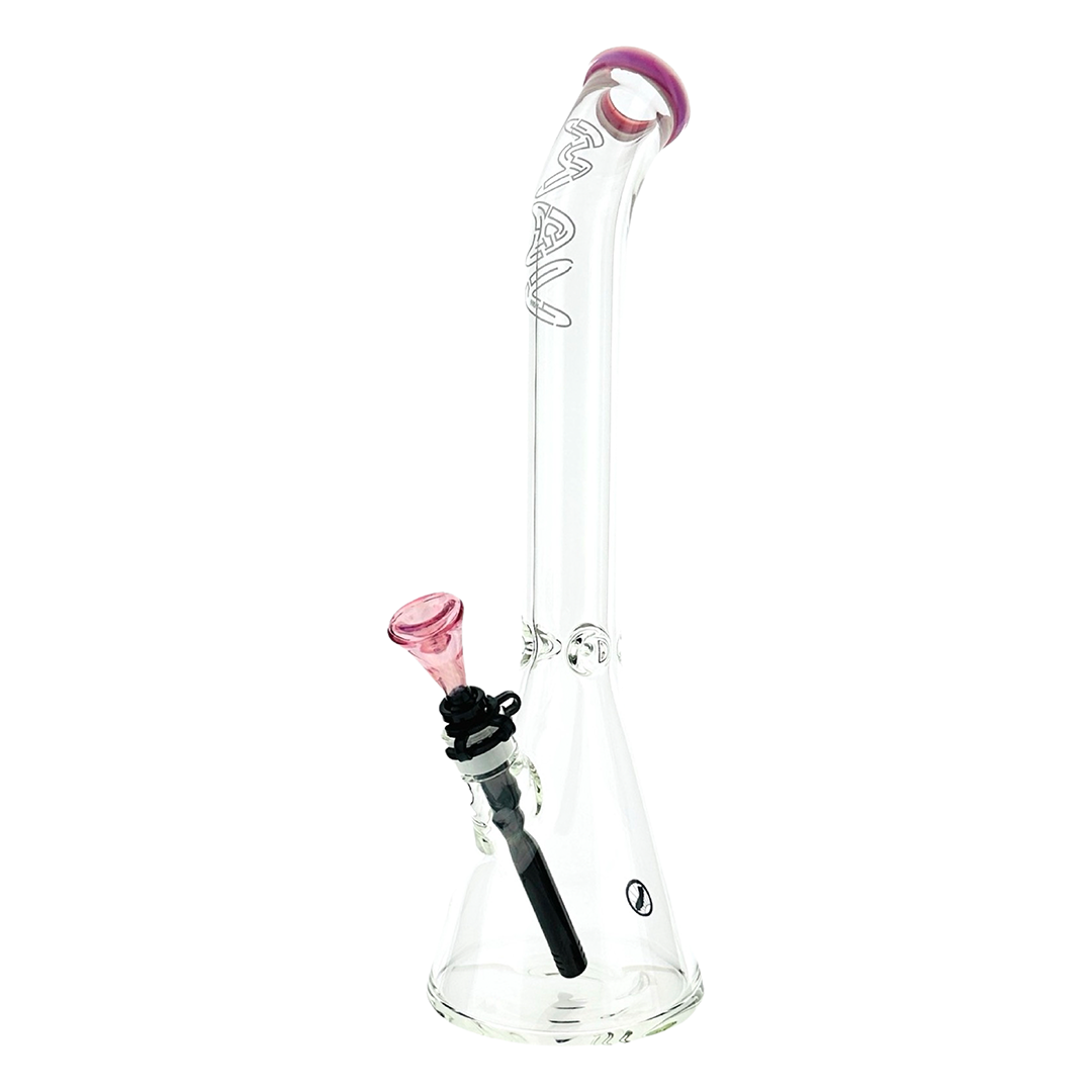 18" x 9MM  Bent Neck Beaker Bong MAV Maze Accented