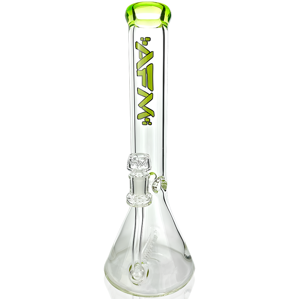 13" AFM Glass Inline Perc Colored Lip 9mm Glass Beaker Bong