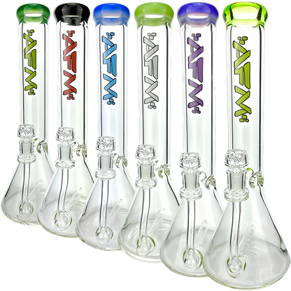 13" AFM Glass Inline Perc Colored Lip 9mm Glass Beaker Bong