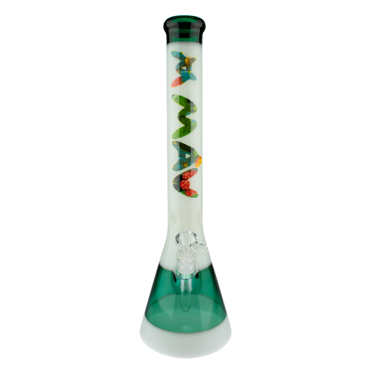 18" Cactus Teal & White Beaker Bong