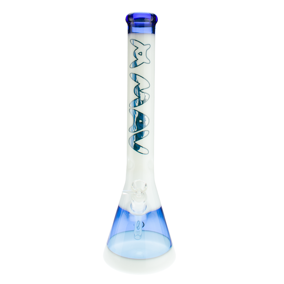 18" Waves White & Blue Beaker Bong