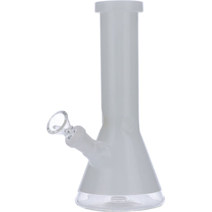 Beaker Bong w/White Rings-Black-8in