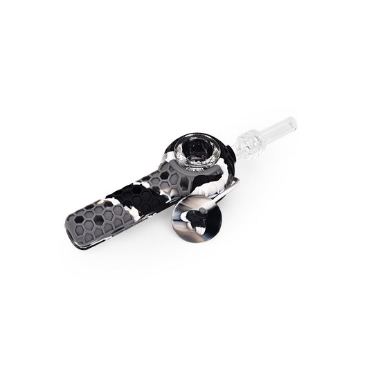 4'' Silicone Nectar Spoon - Black & White Marble