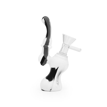 5'' Silicone Upright Bubbler - Black & White Marble