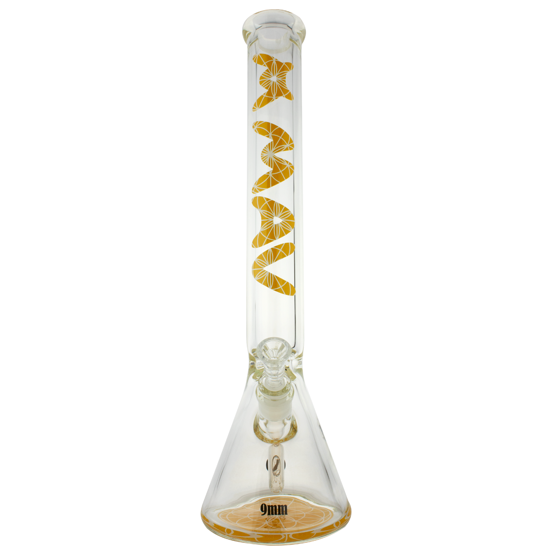 18" X 9mm Yellow Mandala Beaker Bong