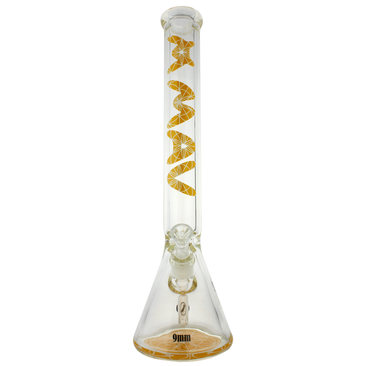 18" X 9mm Yellow Mandala Beaker Bong