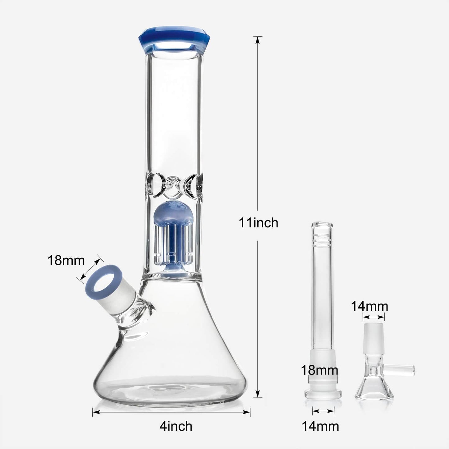 11-inch Glass Beaker Bong with Tree Perc