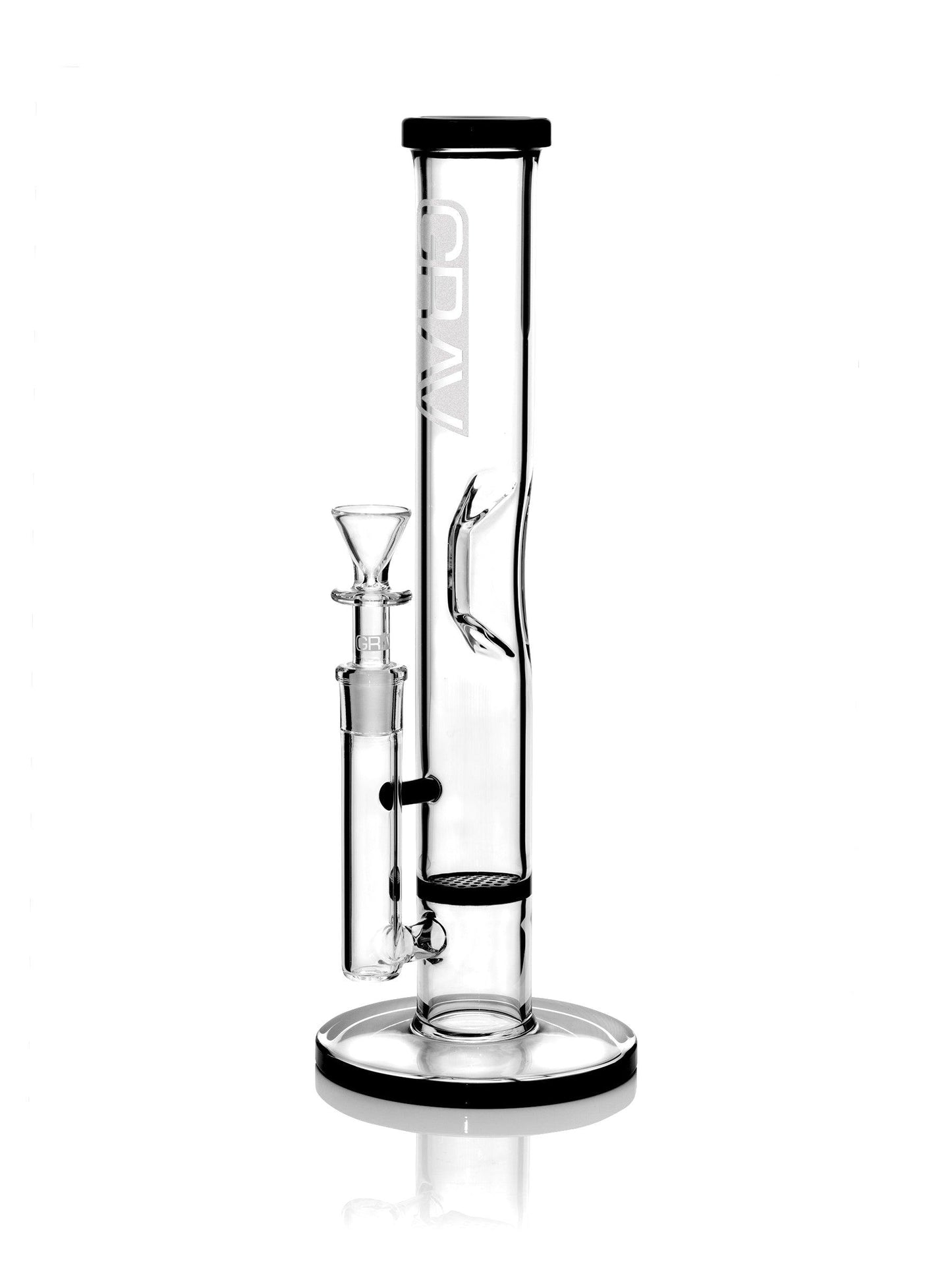 GRAV® Medium Straight Base w/ Disc Water Pipe - Black Accent